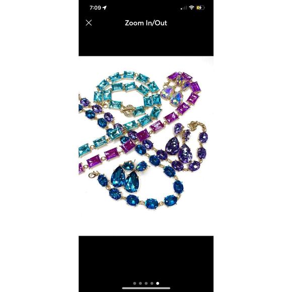 NEW 8" Chunky Bracelet Aqua Blue Turquoise Rhinestone Jewelry devil wears m10 - Picture 5 of 5